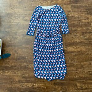 Boden 3/4 Sleeve Dress - Size 8L - Abstract Geometric Pattern